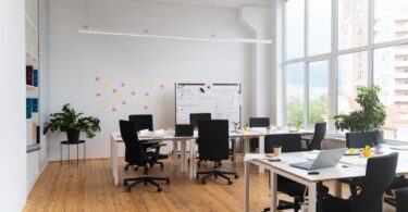 Modern office with empty desks